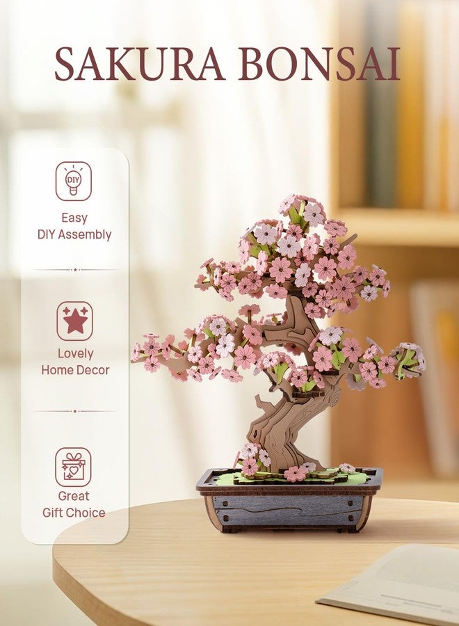 Rowood 3D Wooden Puzzles for Adults,DIY Cherry Blossom Bonsai Tree Botanical Collection Building Set,Craft Kit Gift for Adults on Christmas Birthday ThanksgivingDay-Sakura Bonsai - Image 2